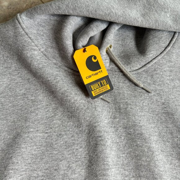Carhartt‎ Gray Hoodie NWT Sz 3XL Loose Fit Pullover Sweatshirt Logo Sleeve - Picture 2 of 5
